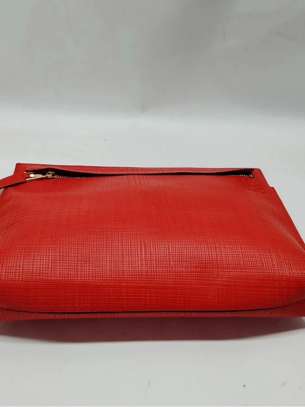 LOEWE Red Leather Zipper Clutch Bag